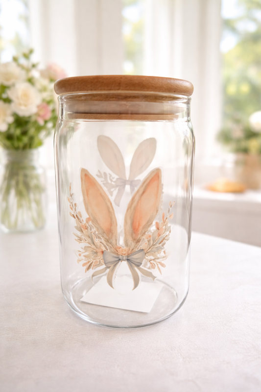 Verre illustré avec paille en verre – Jardin Secret du Lapin