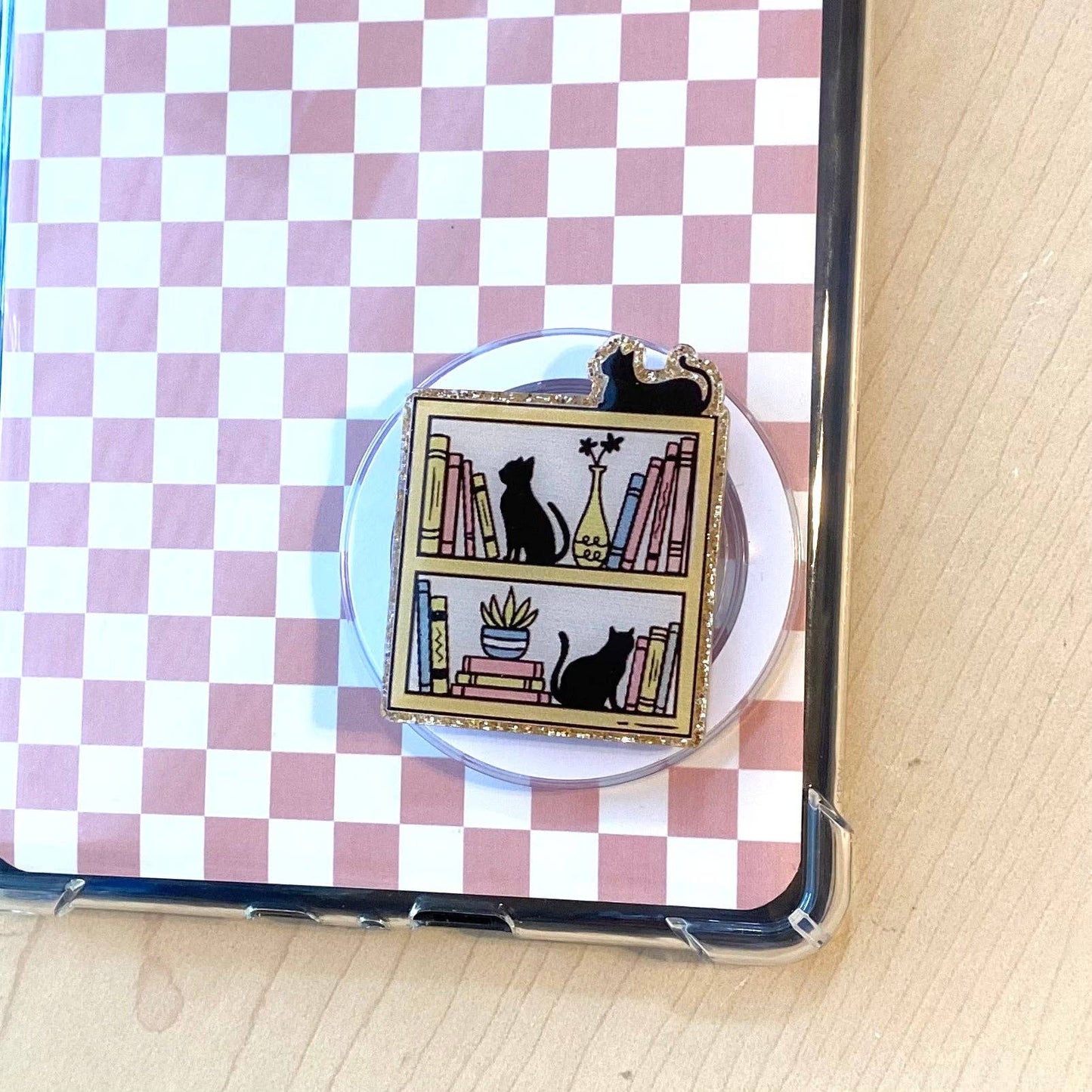 Kitty Bookshelf E-Reader, Poignée de téléphone pour tous les appareils - Magnétique