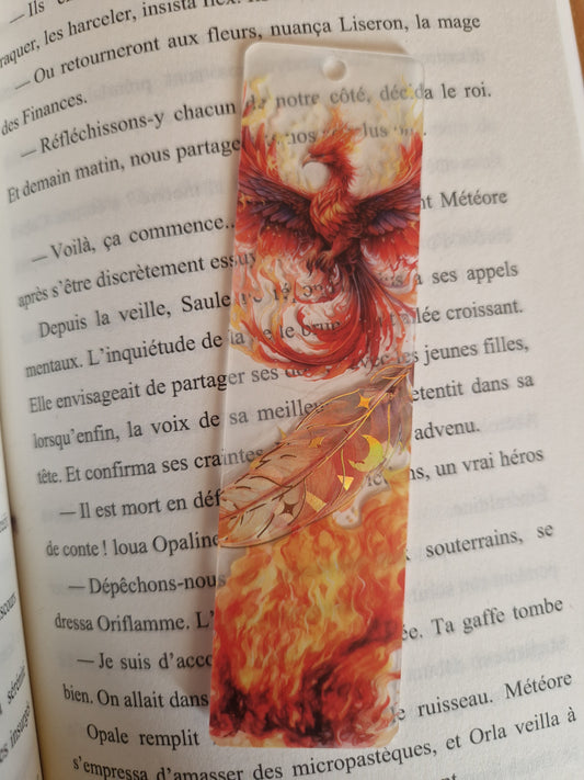 🔥 Marque-page en acrylique  – Phénix l’élégance enflammée🔥