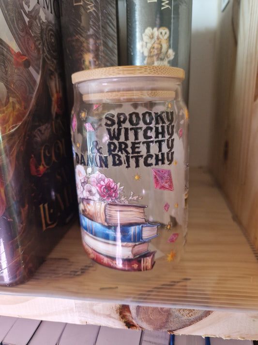 Verre illustré avec paille en verre – Élixir des Sorcières