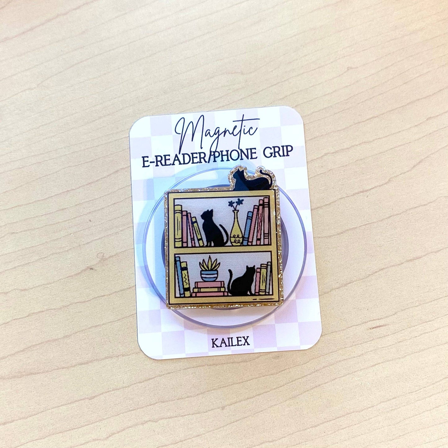 Kitty Bookshelf E-Reader, Poignée de téléphone pour tous les appareils - Magnétique