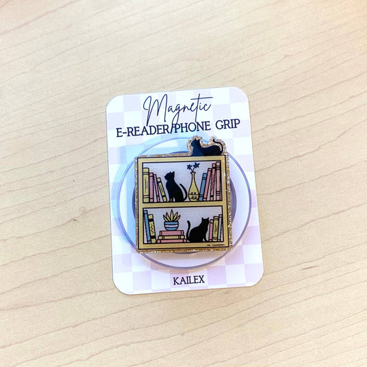 Kitty Bookshelf E-Reader, Poignée de téléphone pour tous les appareils - Magnétique