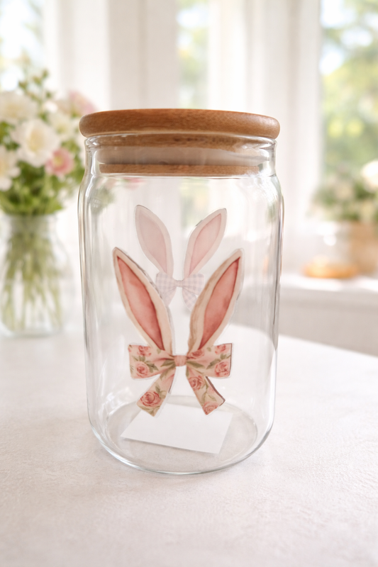 Verre illustré avec paille en verre – Douceur du Jardin Printanier