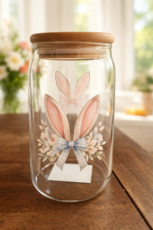 Verre illustré avec paille en verre – Jardin Secret du Lapin