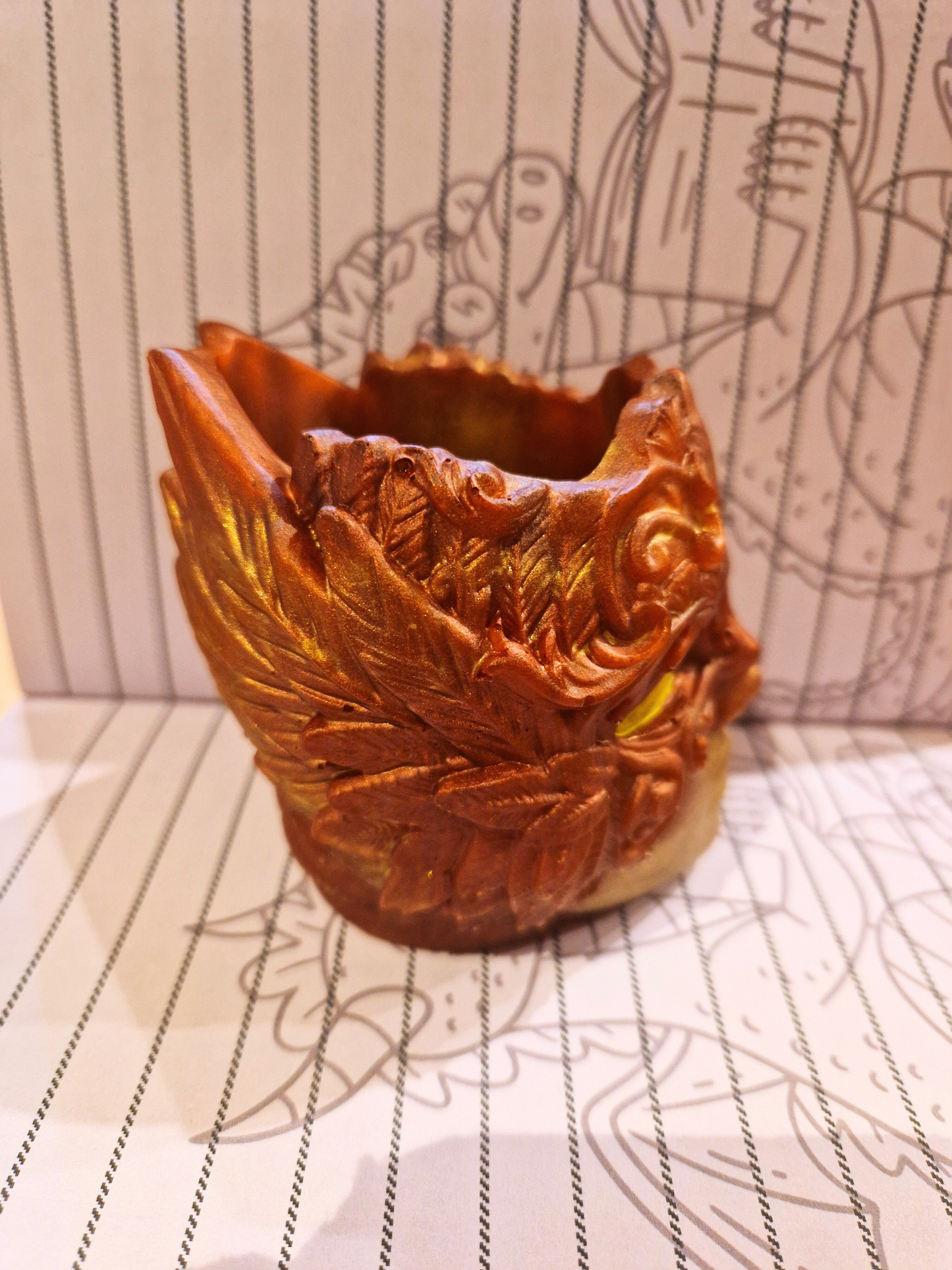 Pot à Stylo/Marque page Visage plume